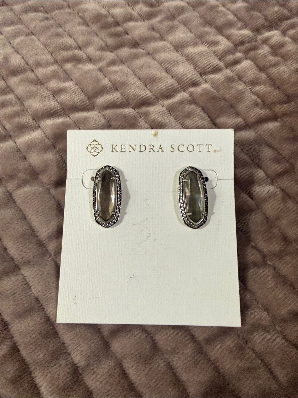 EUC Kendra Scott Aston Faceted Stud Earrings Abalone Stone